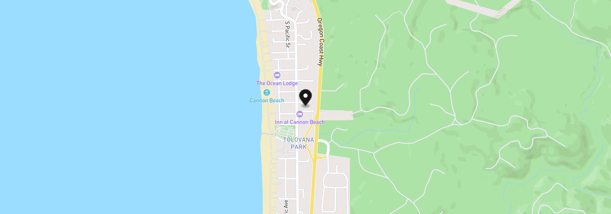 Map showing the location of 132 E Surfcrest Ave C1-D, Cannon Beach, OR 97110