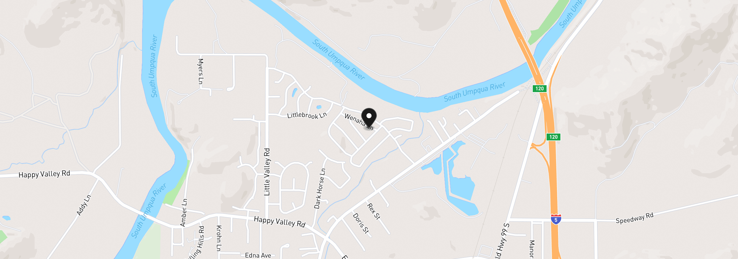 Map showing the location of 164 Metolius Ln 67, Roseburg, OR 97471