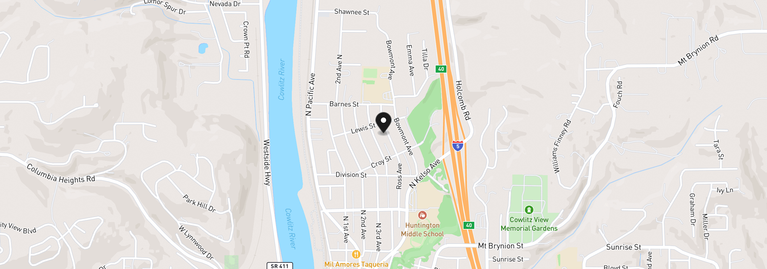 Map showing the location of 1423 Ross Ave, Kelso, Wa 98626