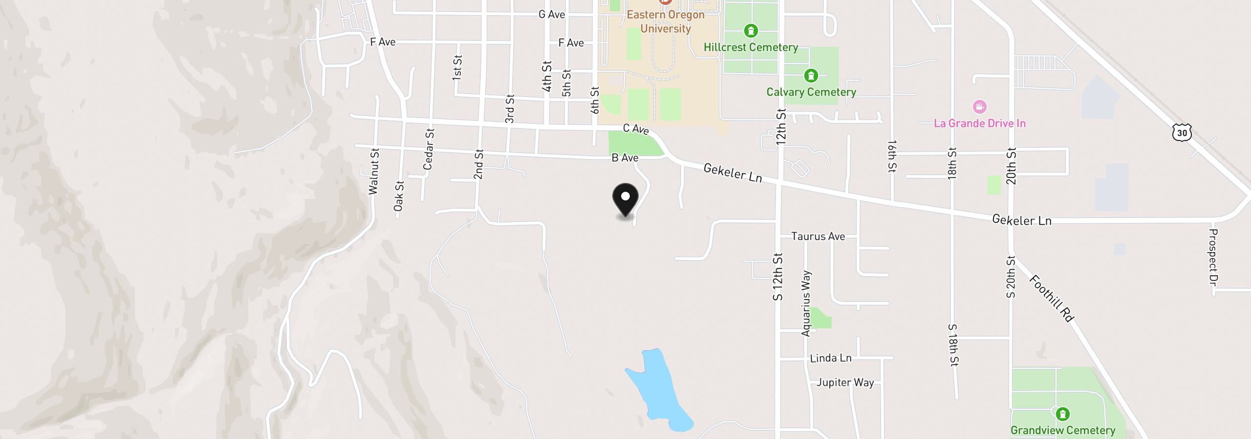 Map showing the location of 130 Ridge Dr, La Grande, OR 97850