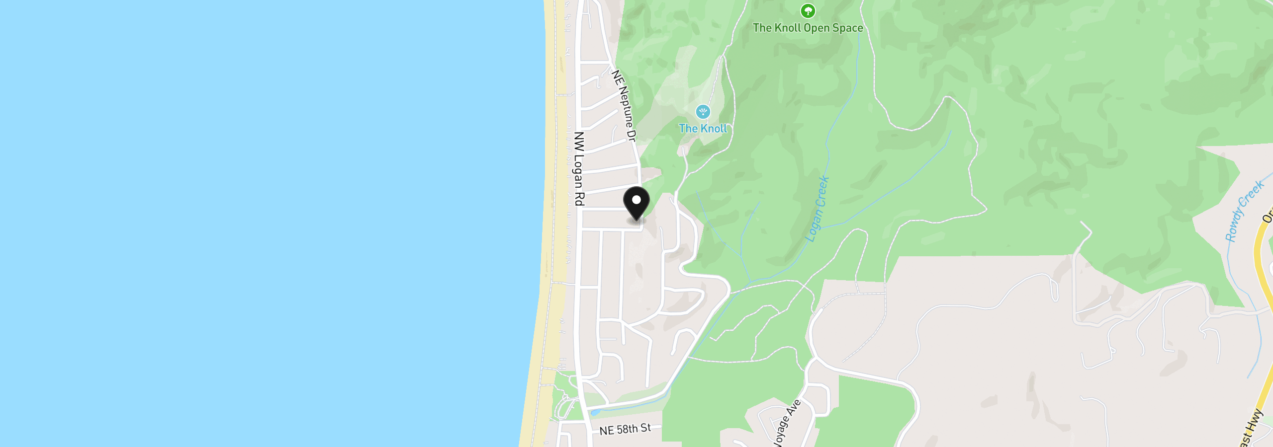 Map showing the location of 2035 NE 66th St, Lincoln City, OR 97367