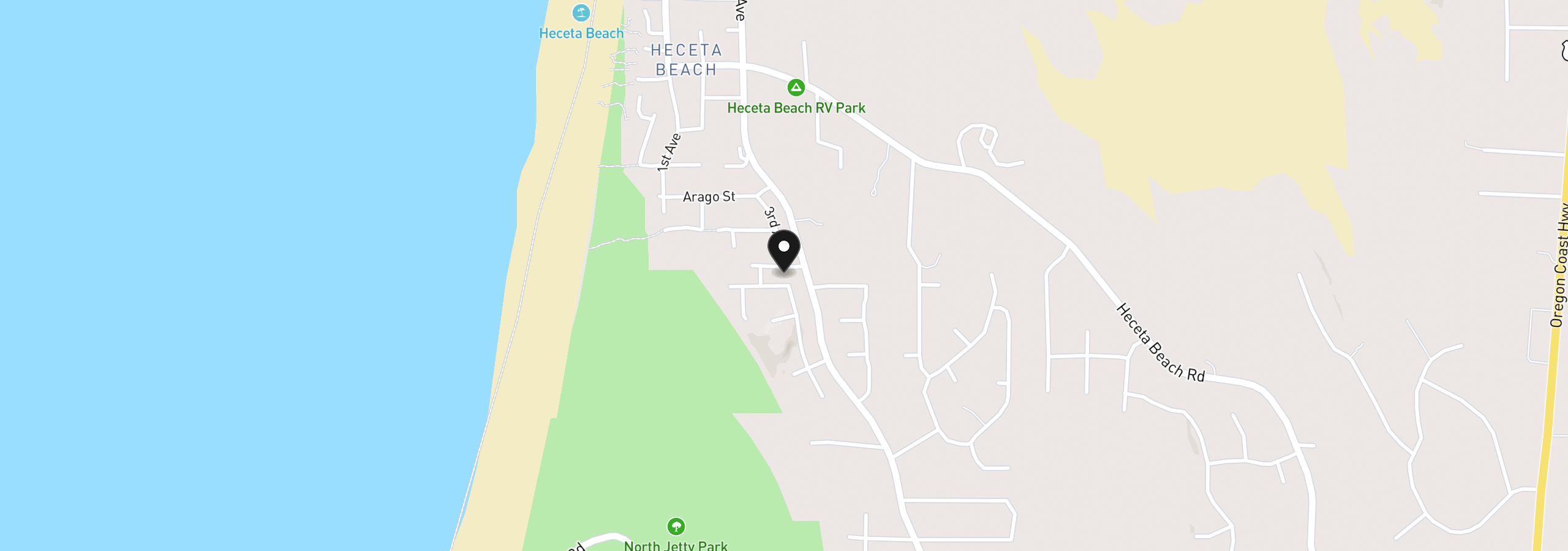 Map showing the location of 34 Bonnett Way, Florence, OR 97439