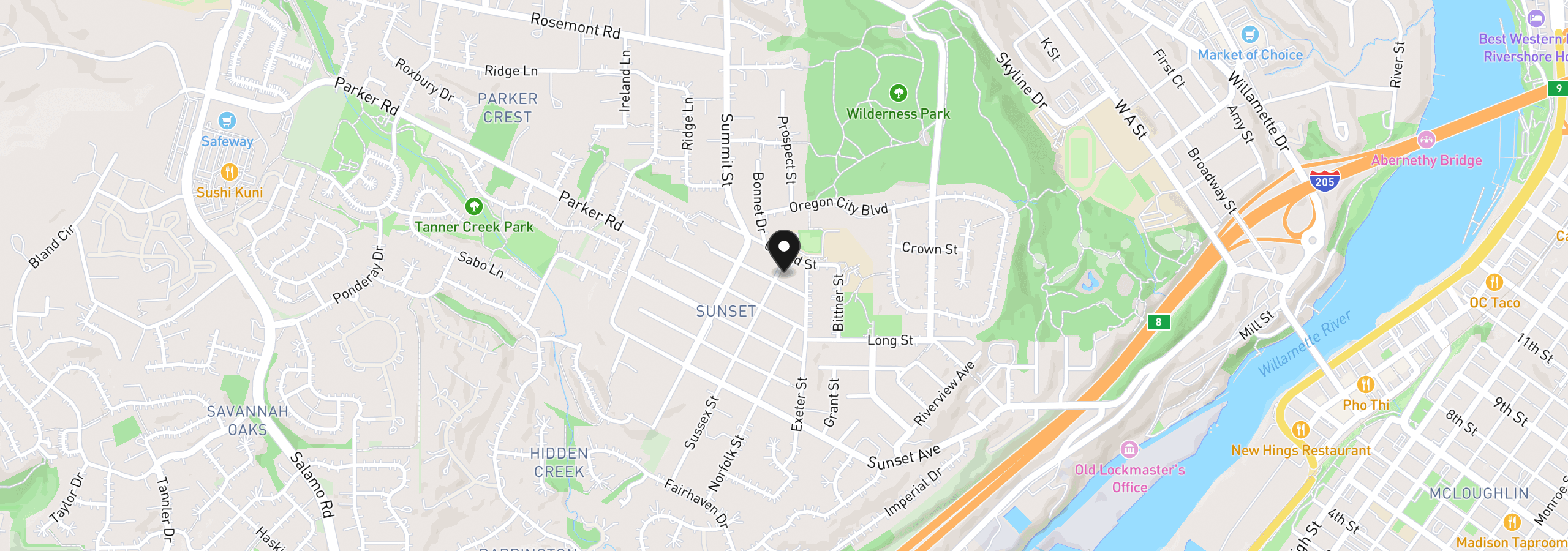 Map showing the location of 4735 Sussex St, West Linn, OR 97068