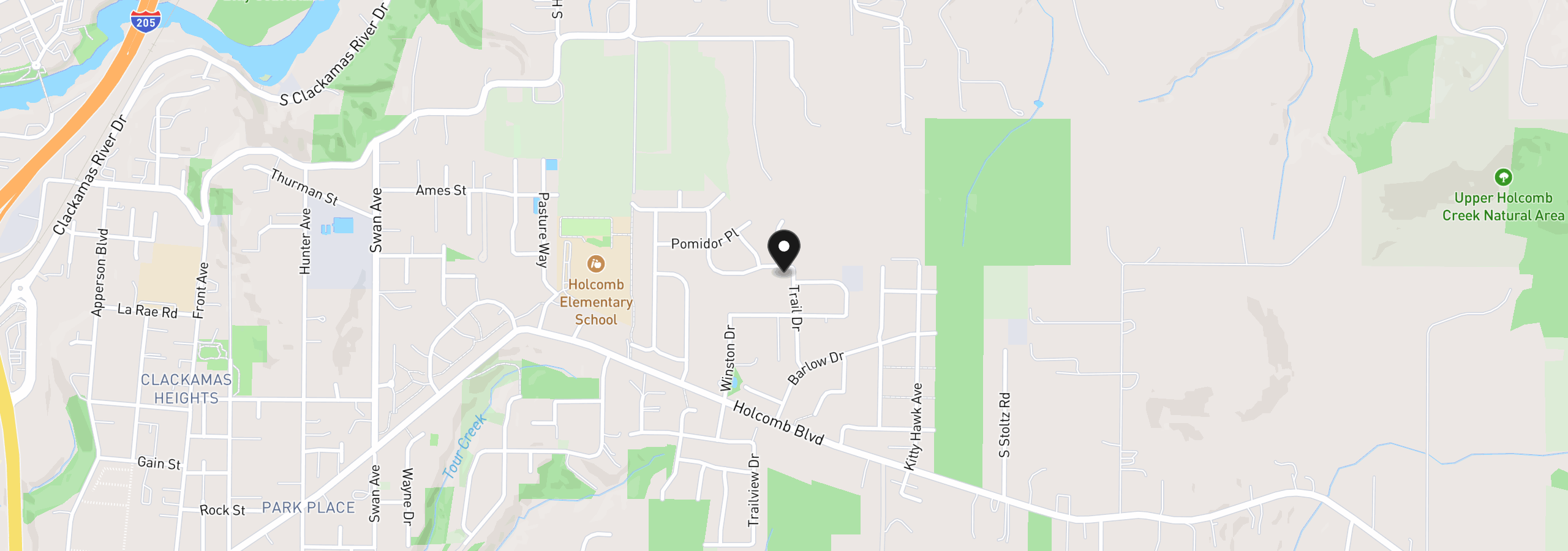 Map showing the location of 16023 Trail Dr, Oregon City, OR 97045