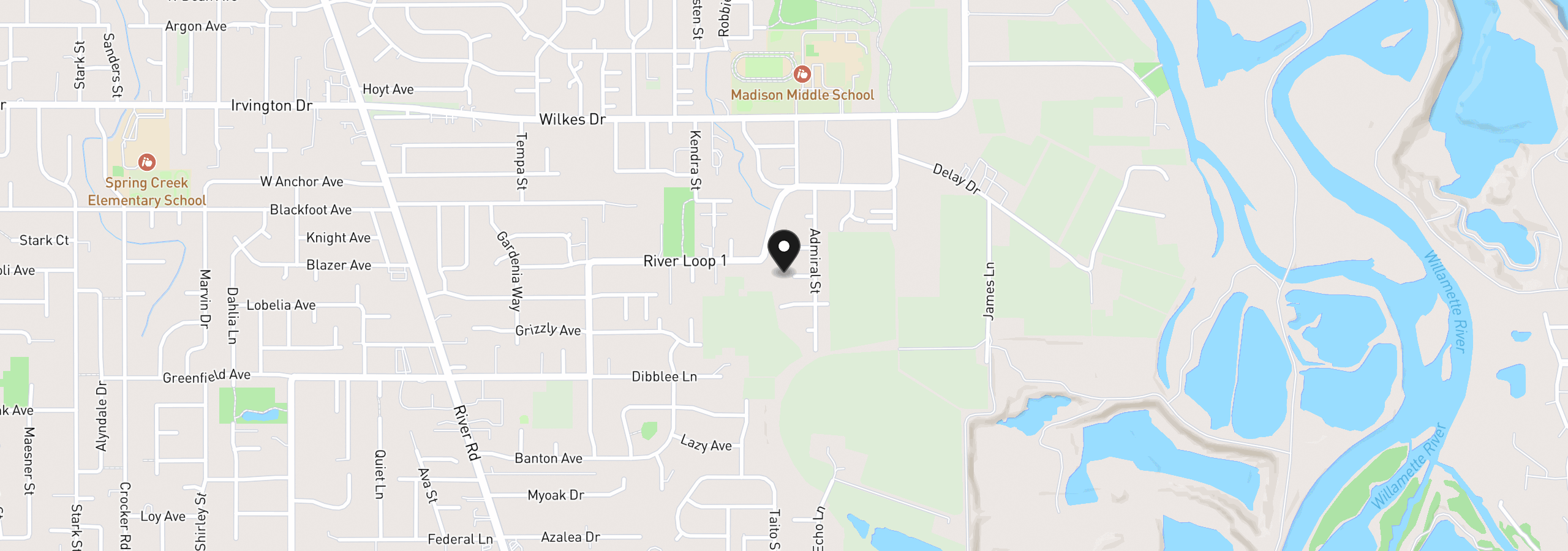 Map showing the location of 3260 Admiral St, Eugene, OR 97404