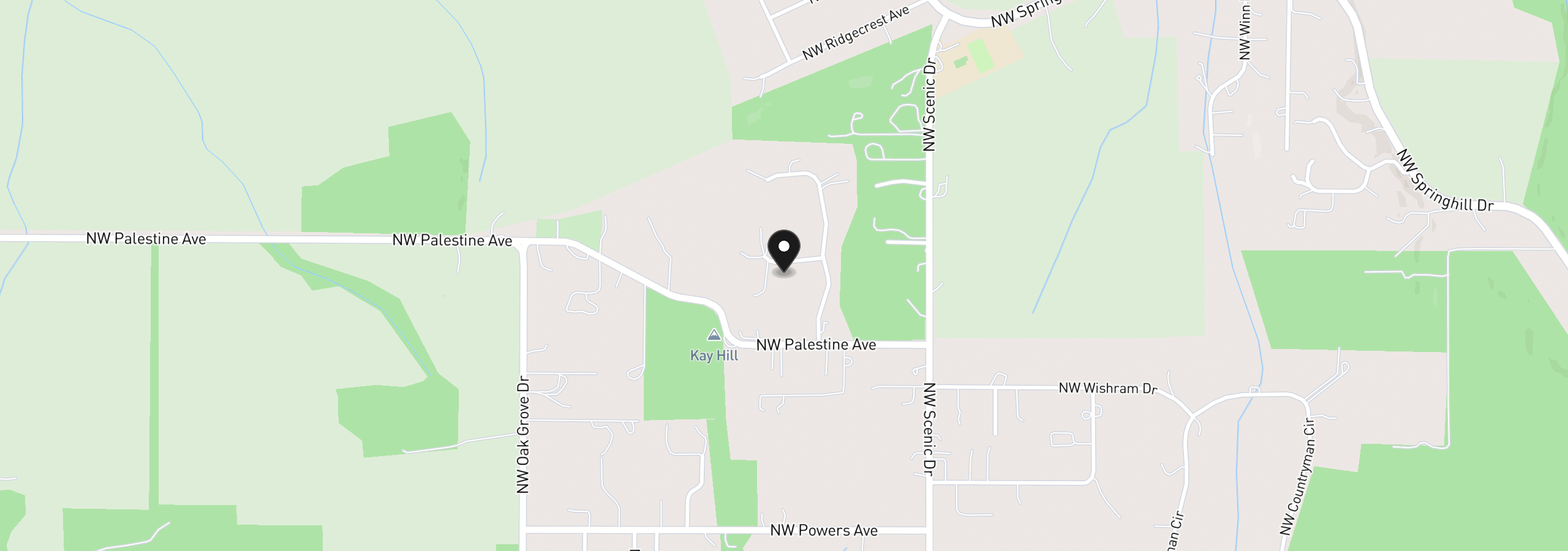 Map showing the location of 4386 NW Bramblewood Ct, Albany, OR 97321