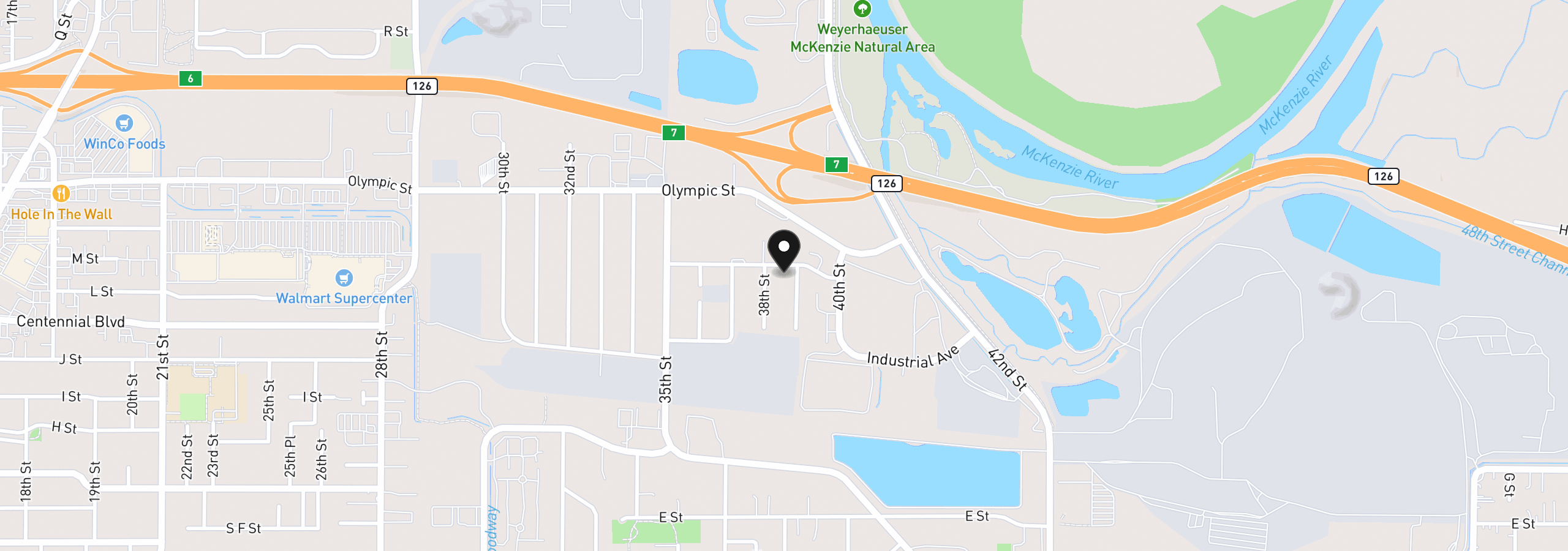 Map showing the location of 3875 Kathryn Ave, Springfield, OR 97478