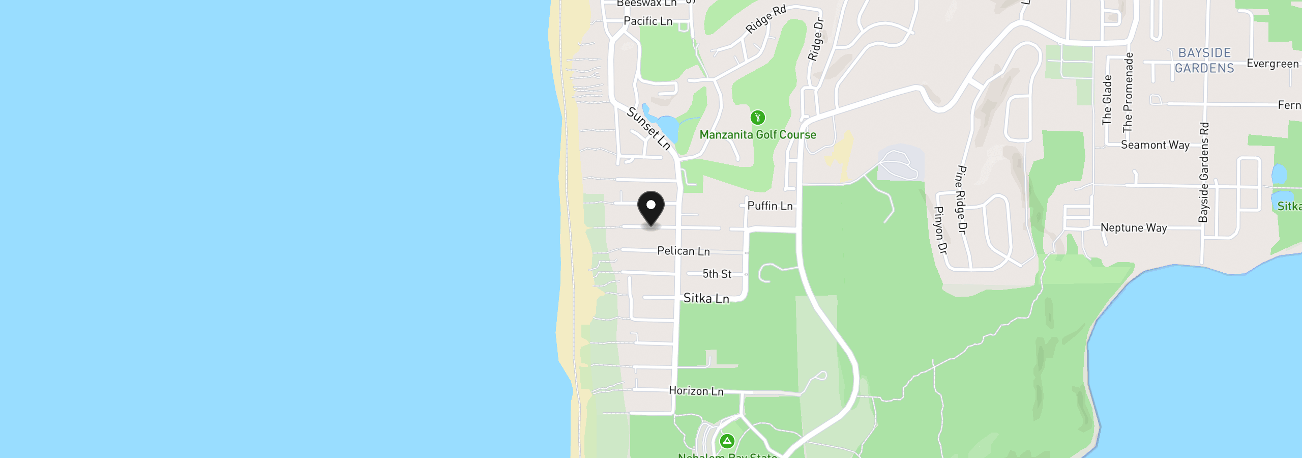 Map showing the location of 8936 Pelican Ln 5, Manzanita, OR 97130