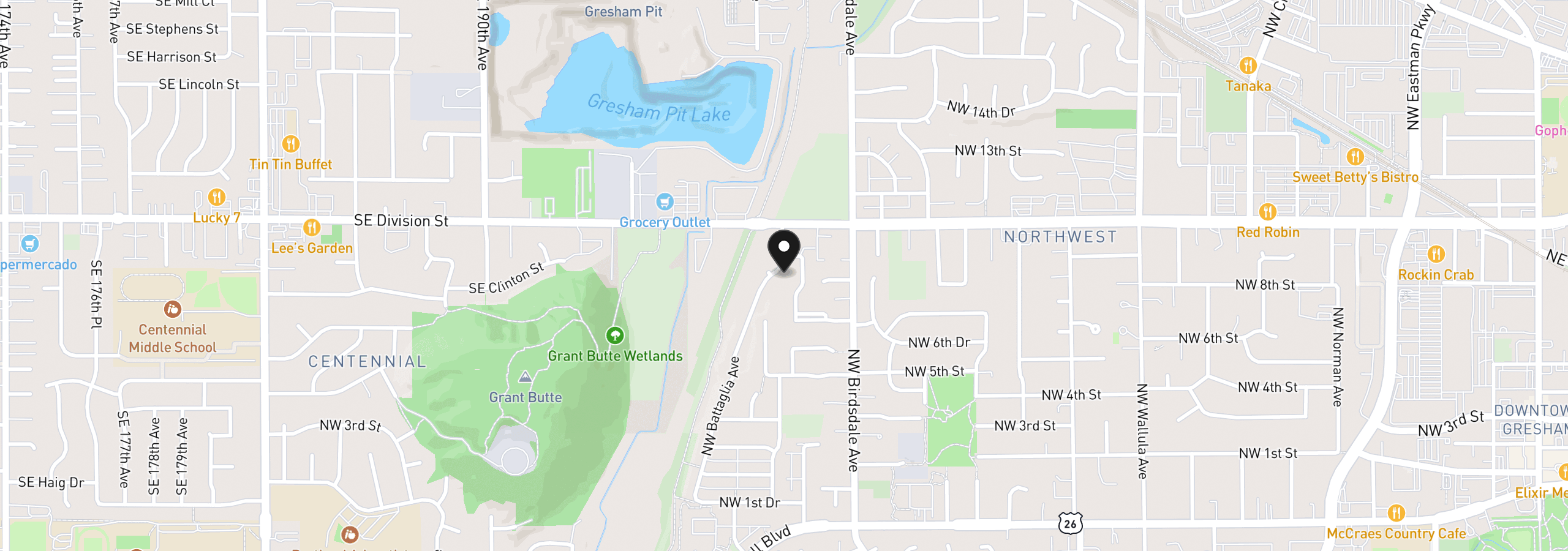 Map showing the location of 860 NW Battaglia Ave, Gresham, OR 97030