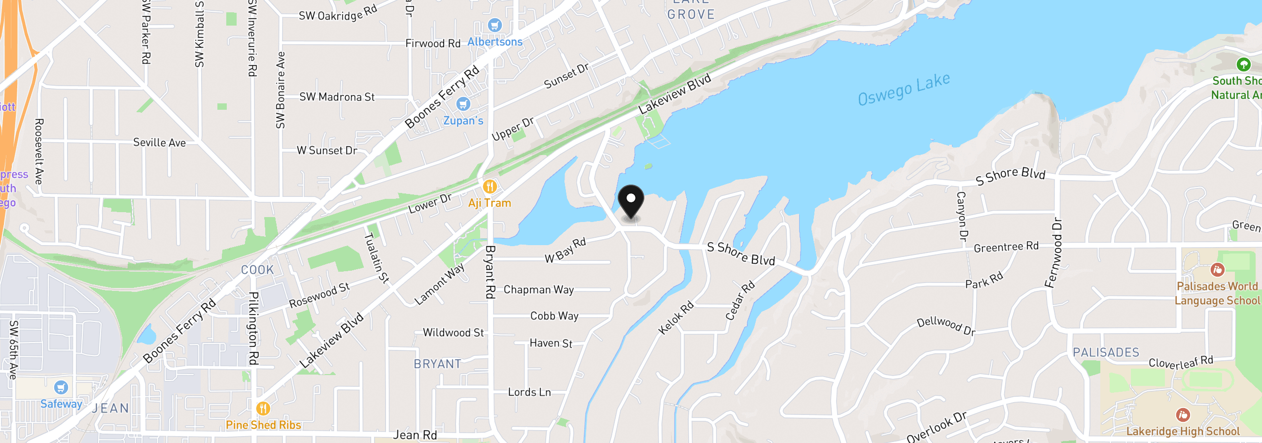 Map showing the location of 3919 Southshore Blvd, Lake Oswego, OR 97035