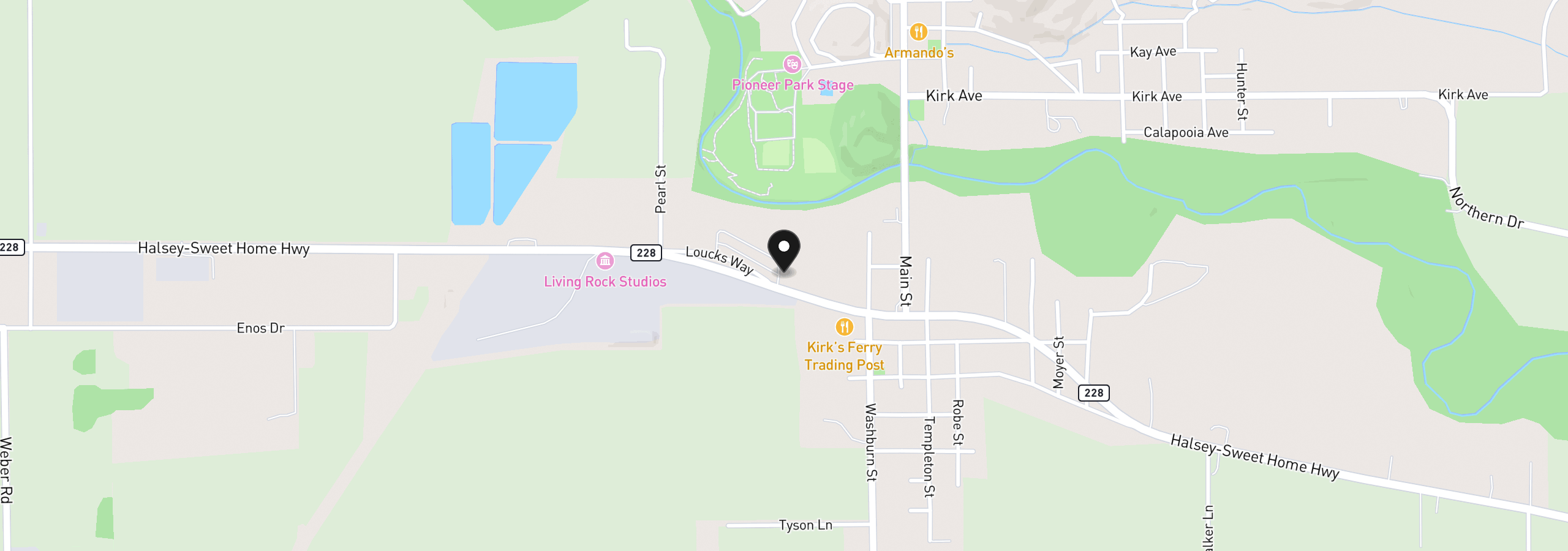 Map showing the location of 408 W Bishop Way, Brownsville, OR 97327