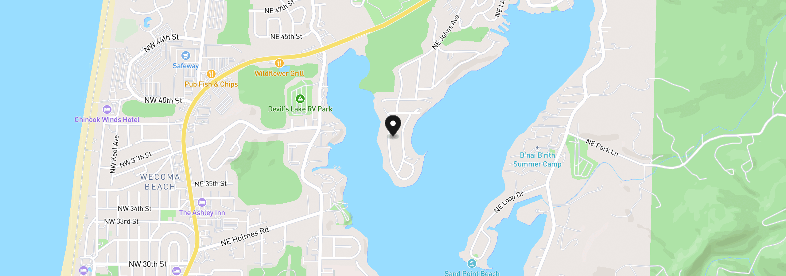 Map showing the location of 3652 NE Johns Loop, Neotsu, OR 97364