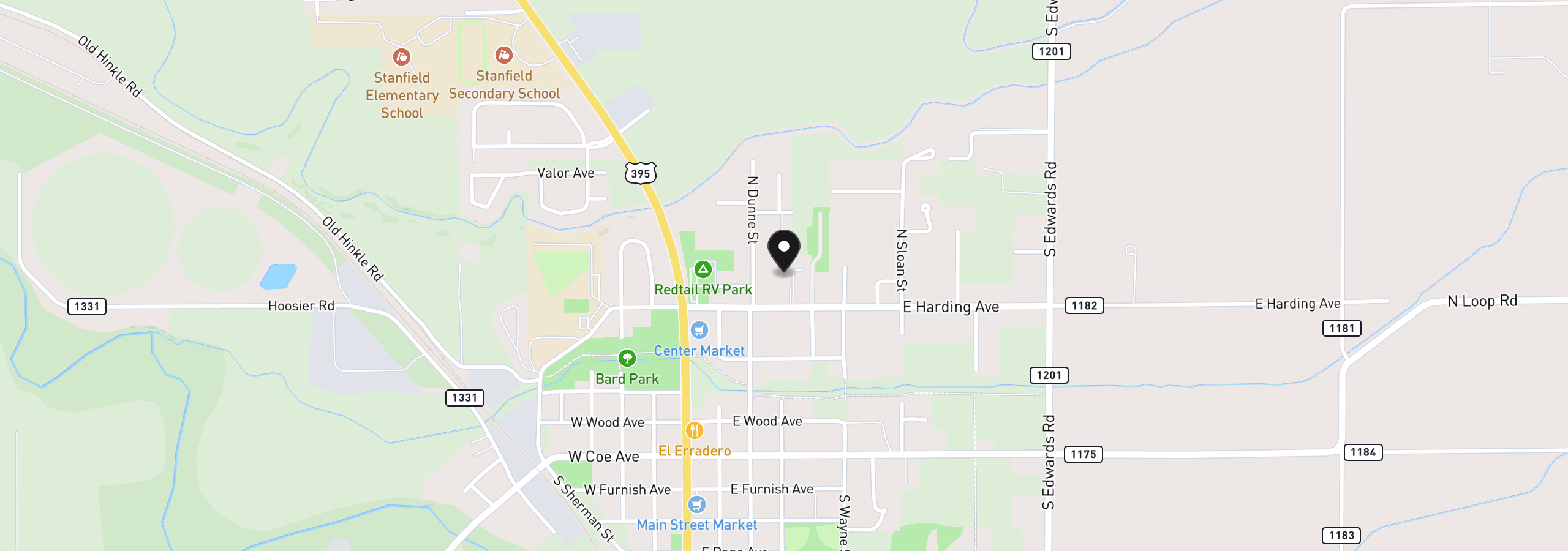 Map showing the location of N Earl St, Stanfield, OR 97875