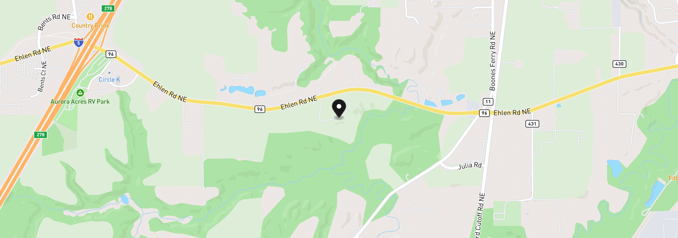 Map showing the location of 13424 Ehlen Rd, Aurora, OR 97002