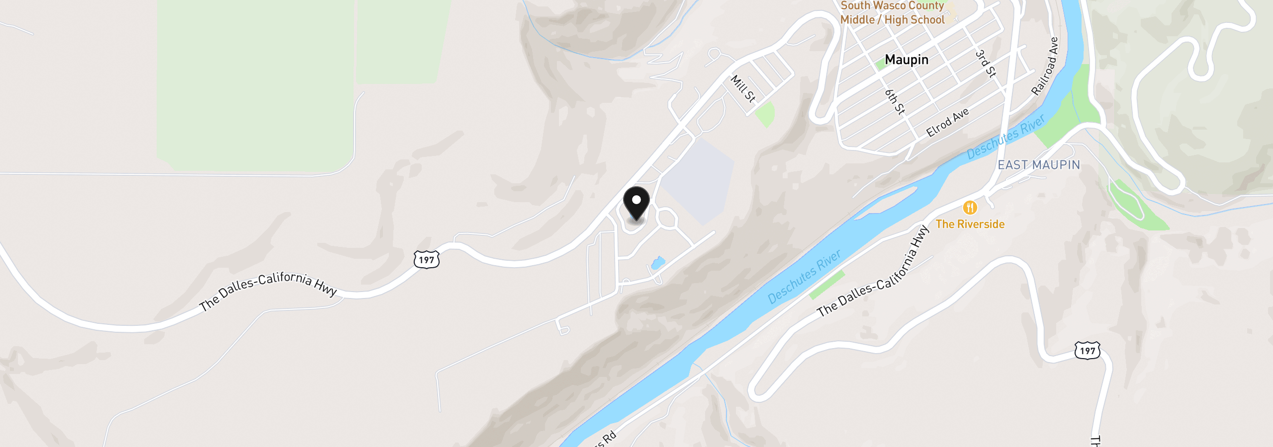Map showing the location of 419 Little Lake Rd, Maupin, OR 97037