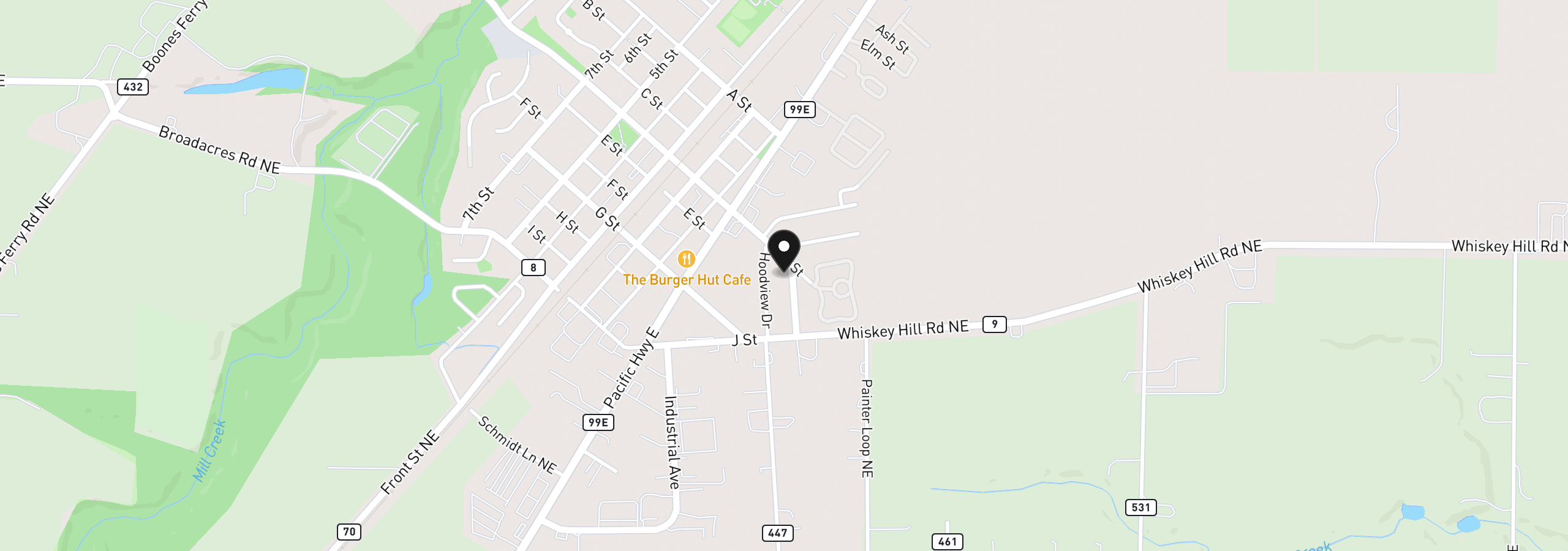 Map showing the location of 3495 Oak St, Hubbard, OR 97032