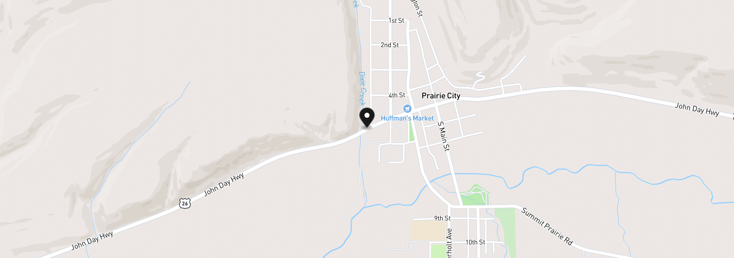 Map showing the location of 115 SW Front, Prairie City, OR 97869