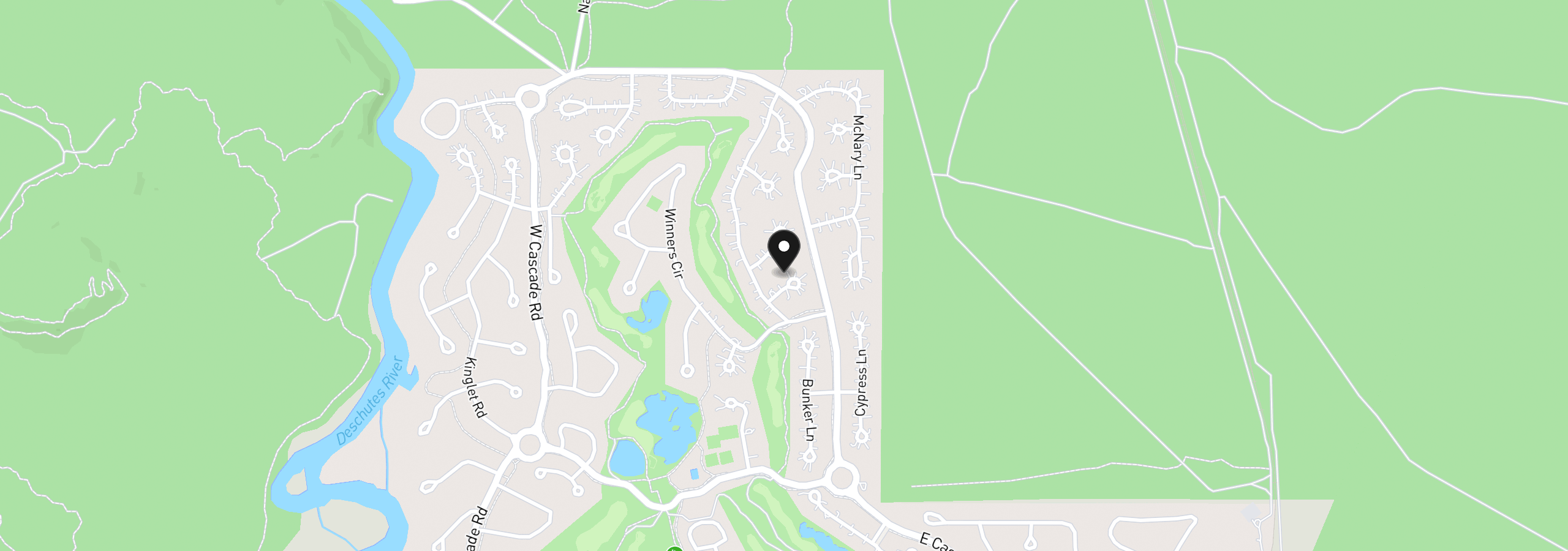 Map showing the location of 17926 Playoff Ln, Sunriver, OR 97707