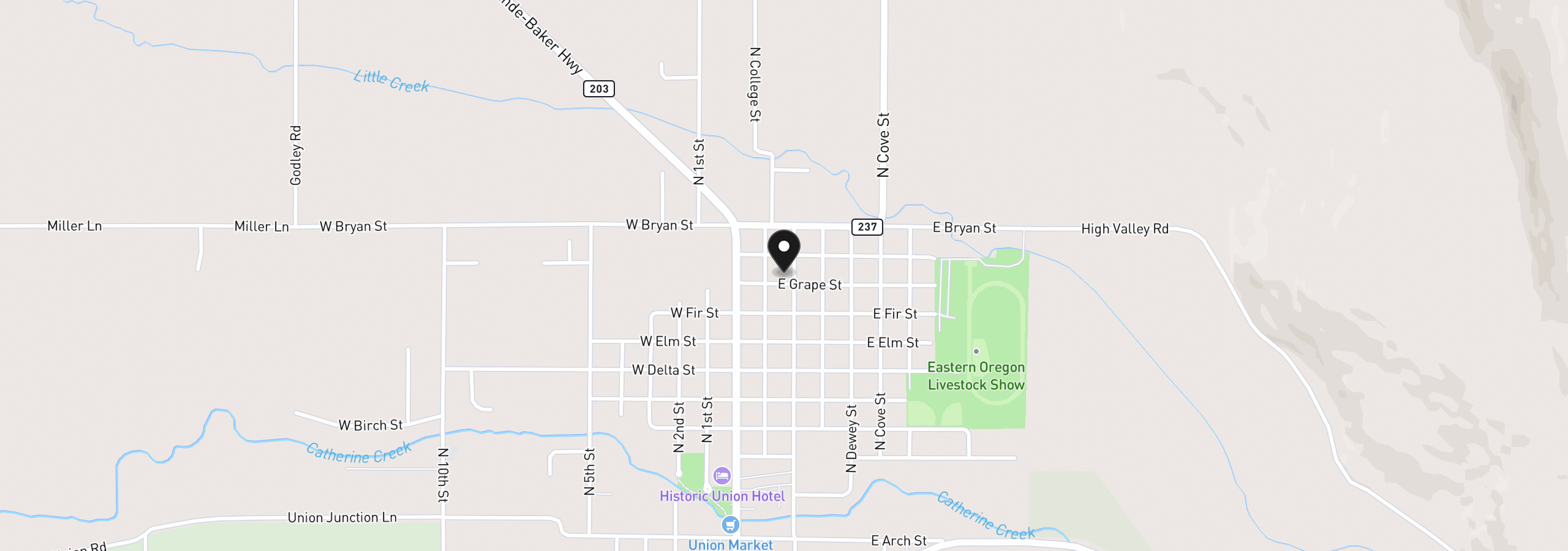 Map showing the location of 1020 N Bellwood Ave, Union, OR 97883