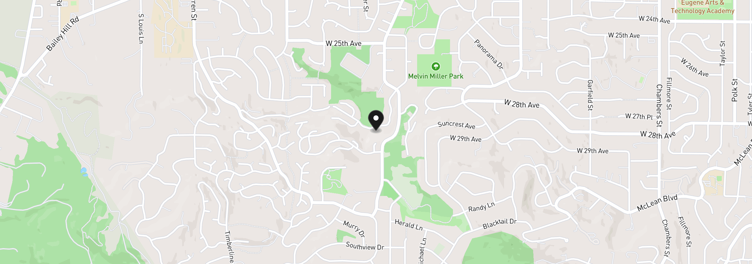 Map showing the location of Aerie Park, Eugene, OR 97405