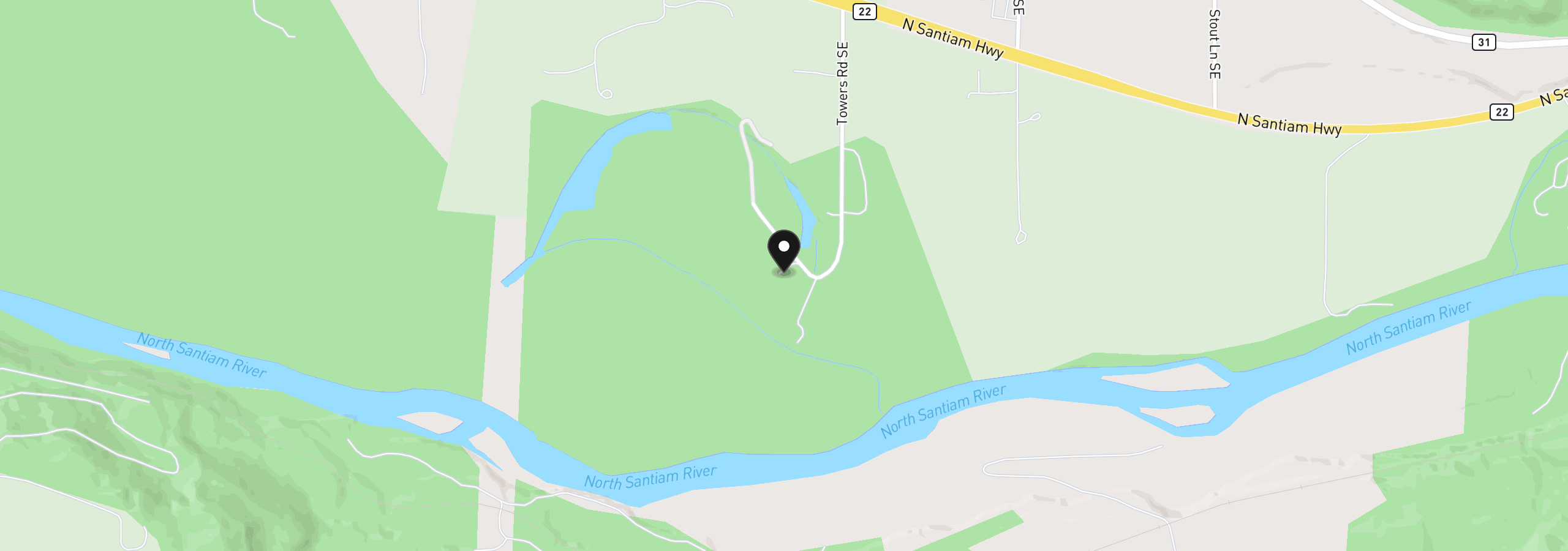 Map showing the location of 11997 Towers Rd, Stayton, OR 97383