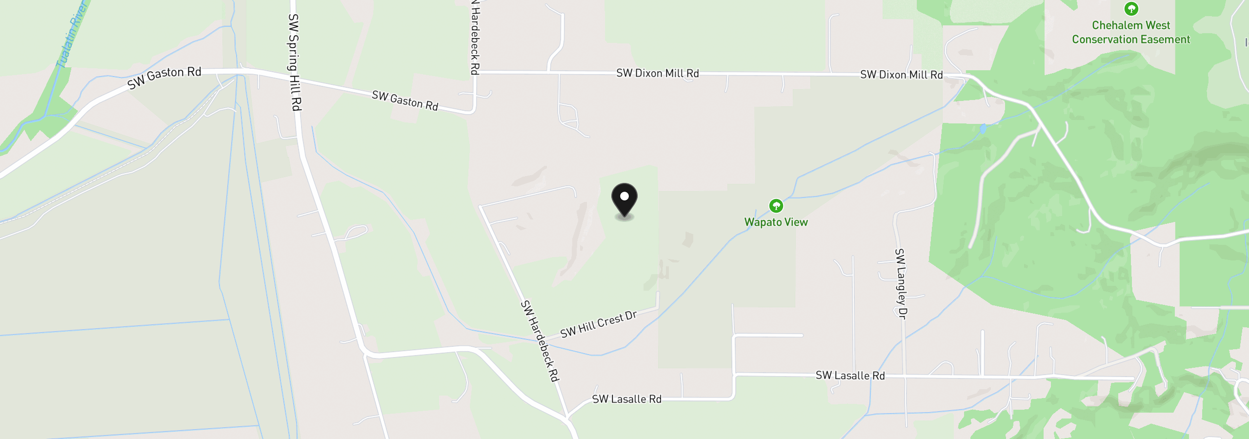 Map showing the location of SW Hardebeck Rd, Gaston, OR 97119