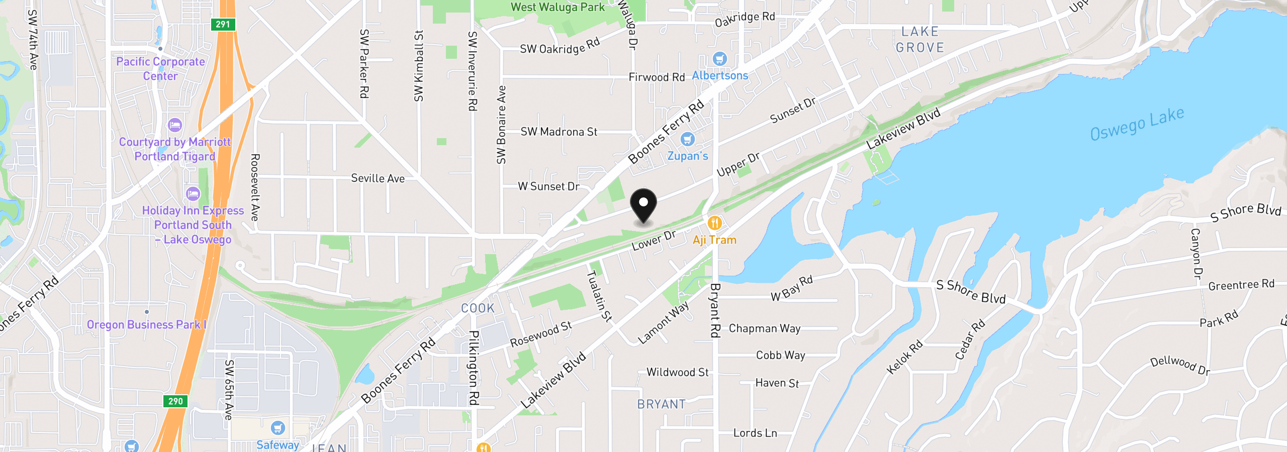 Map showing the location of 4790 Upper Dr, Lake Oswego, OR 97035