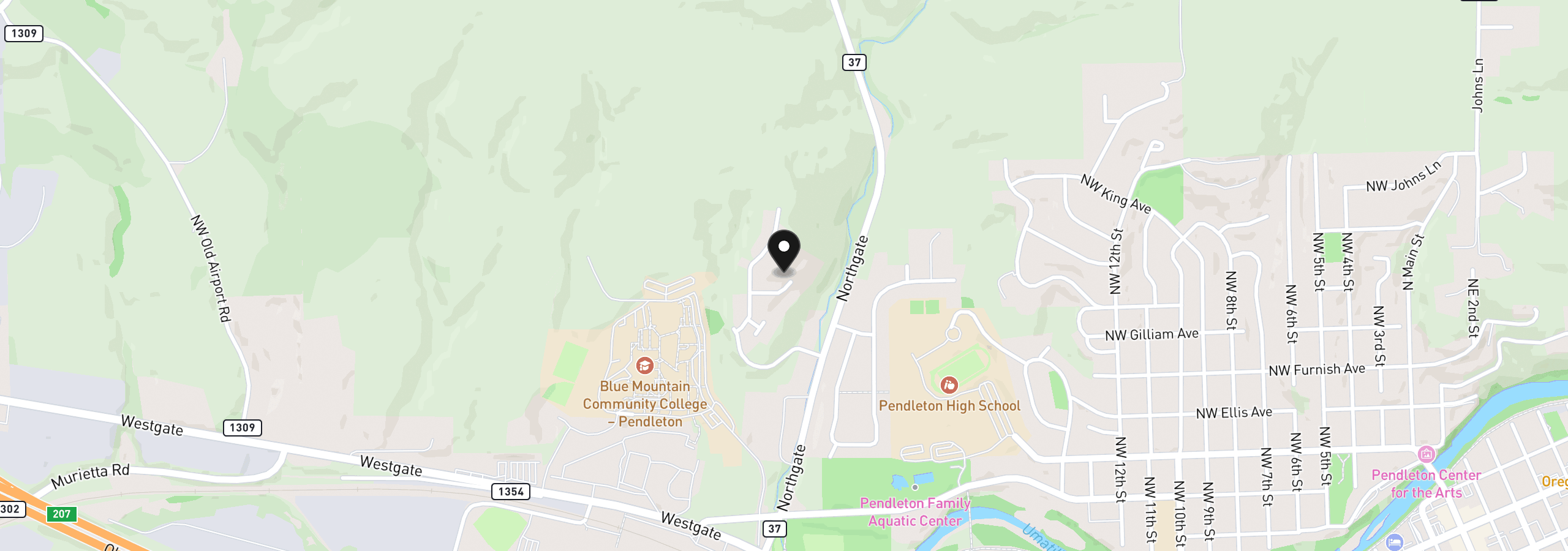 Map showing the location of 2205 NW Ingram, Pendleton, OR 97801