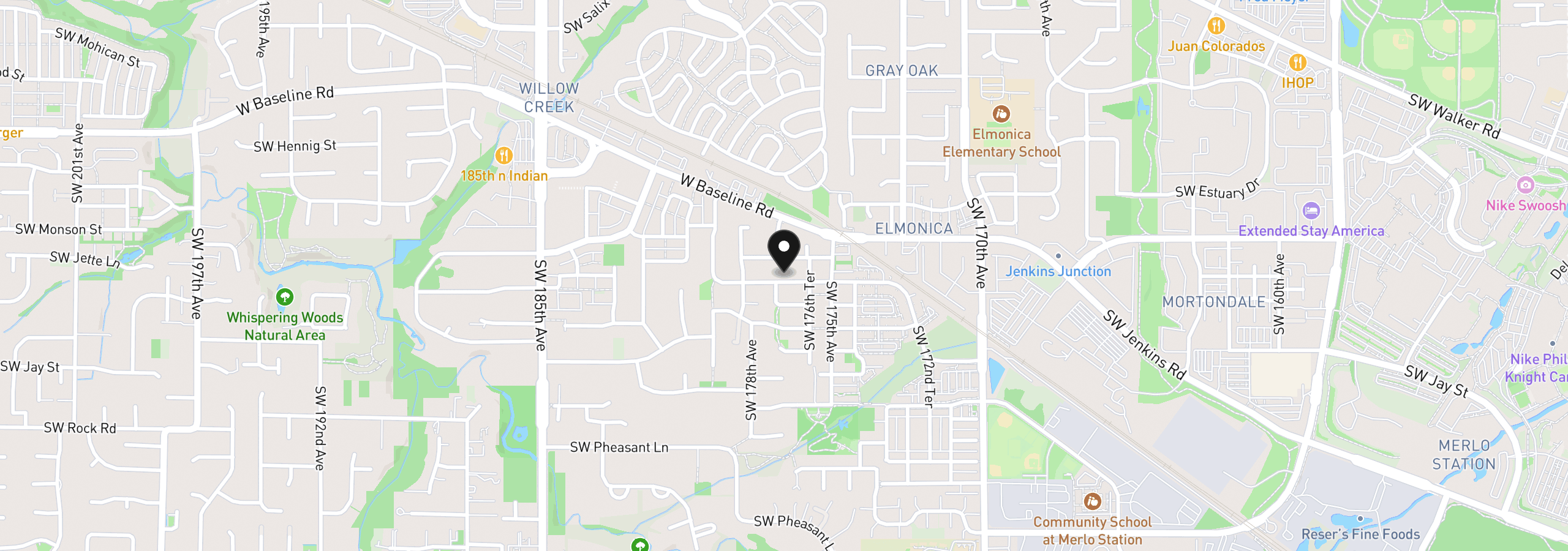 Map showing the location of 17675 SW Lawton St, Beaverton, OR 97003