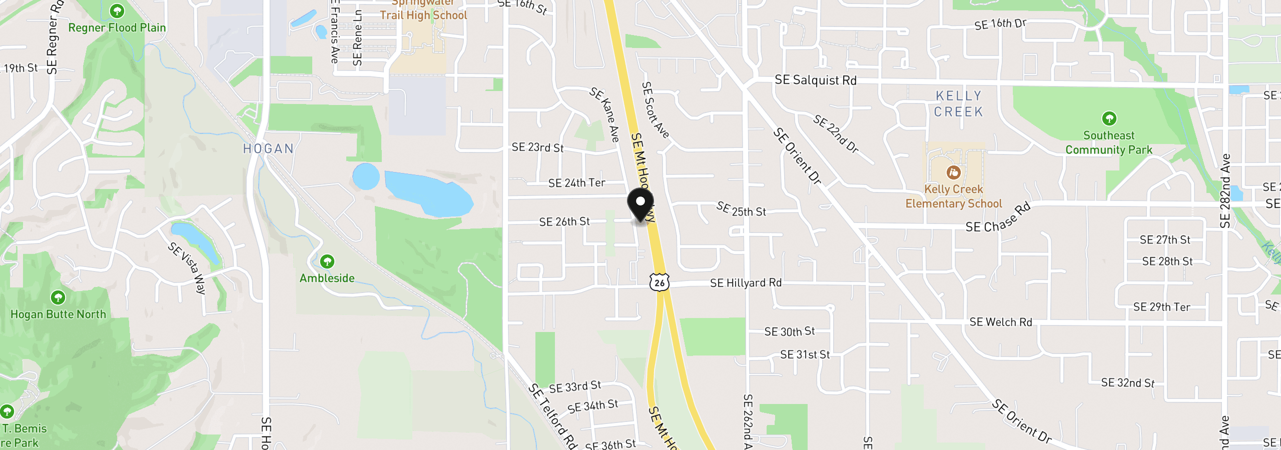 Map showing the location of 2614 SE Kane Ave, Gresham, OR 97080