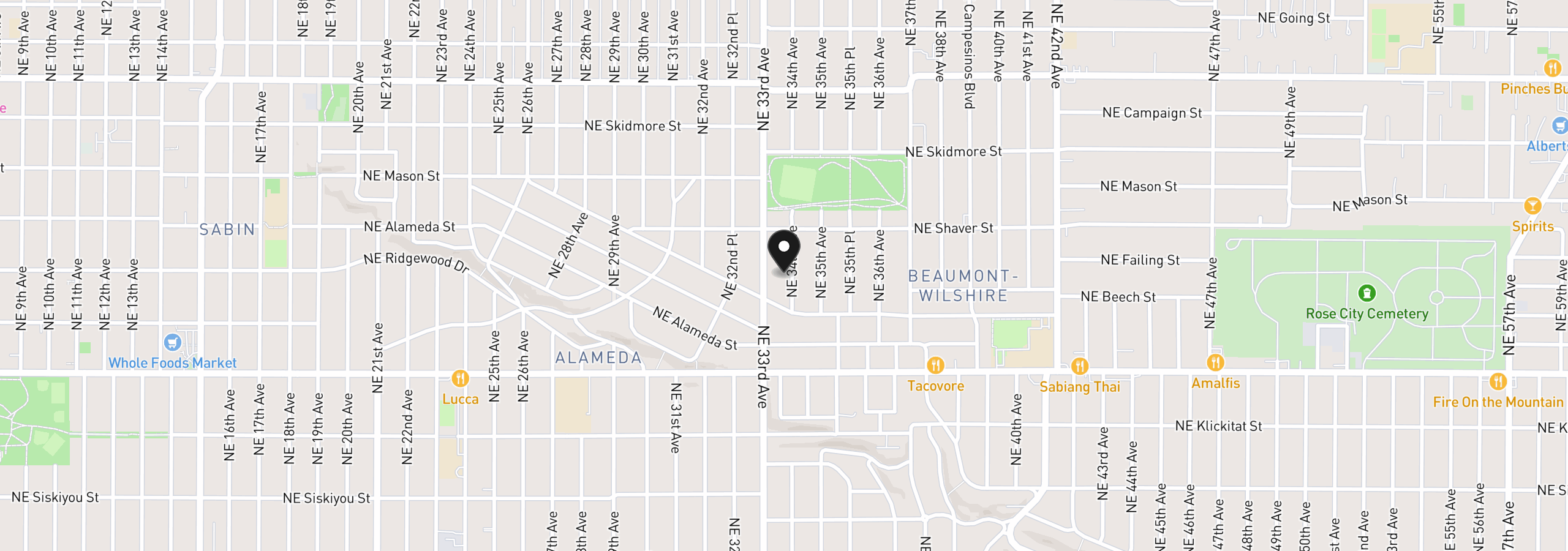 Map showing the location of 3815 NE 34th Ave, Portland, OR 97212