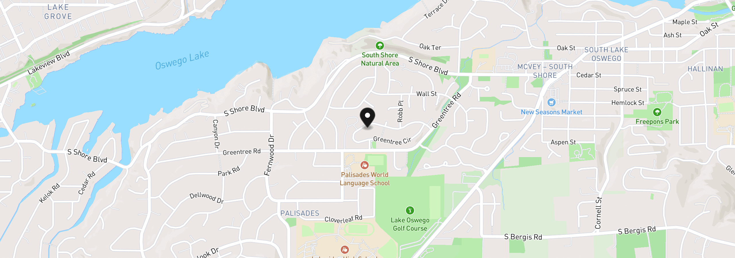 Map showing the location of 1432 Greentree Cir, Lake Oswego, OR 97034