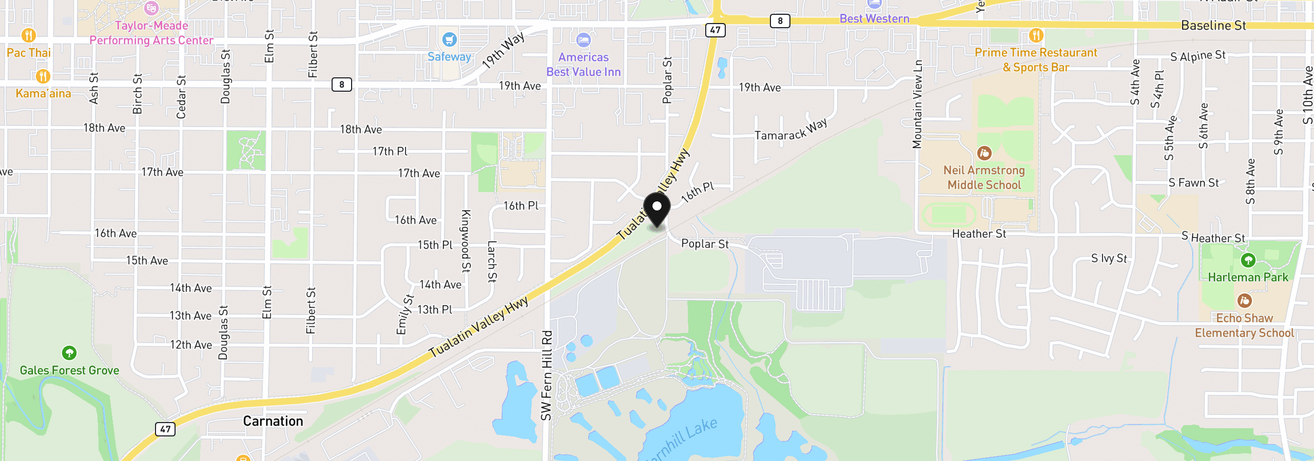 Map showing the location of 0 Poplar St, Forest Grove, OR 97116
