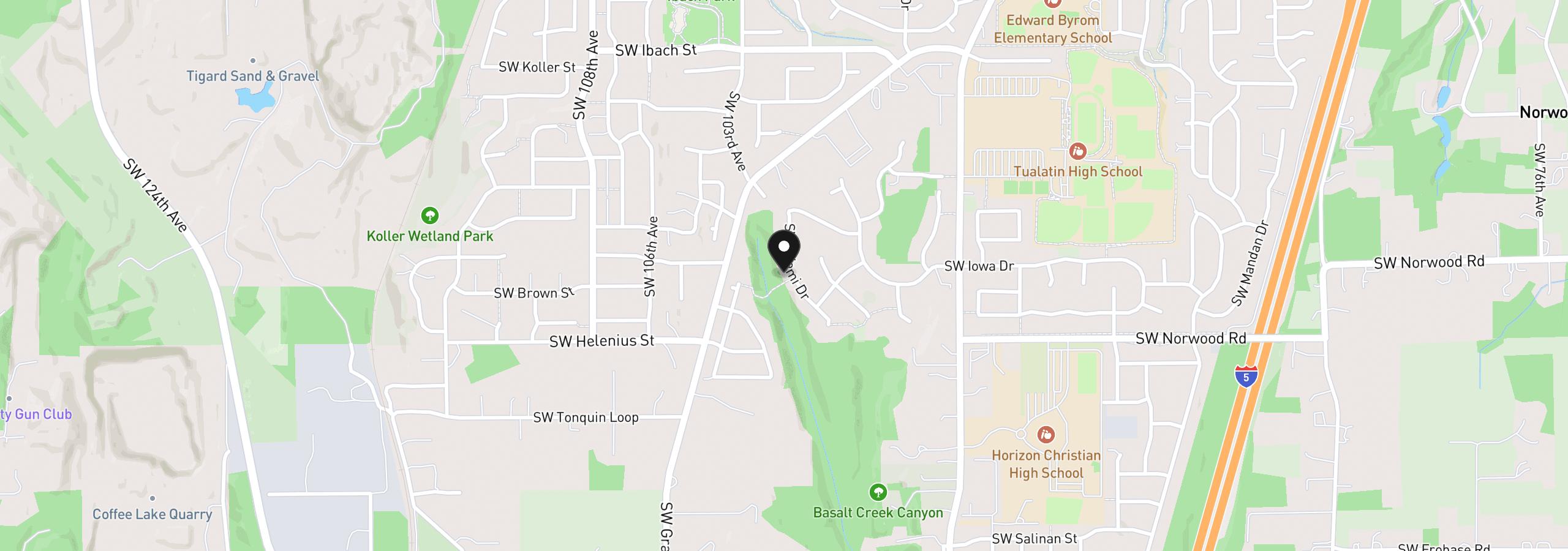 Map showing the location of 22765 SW Miami Dr, Tualatin, OR 97062