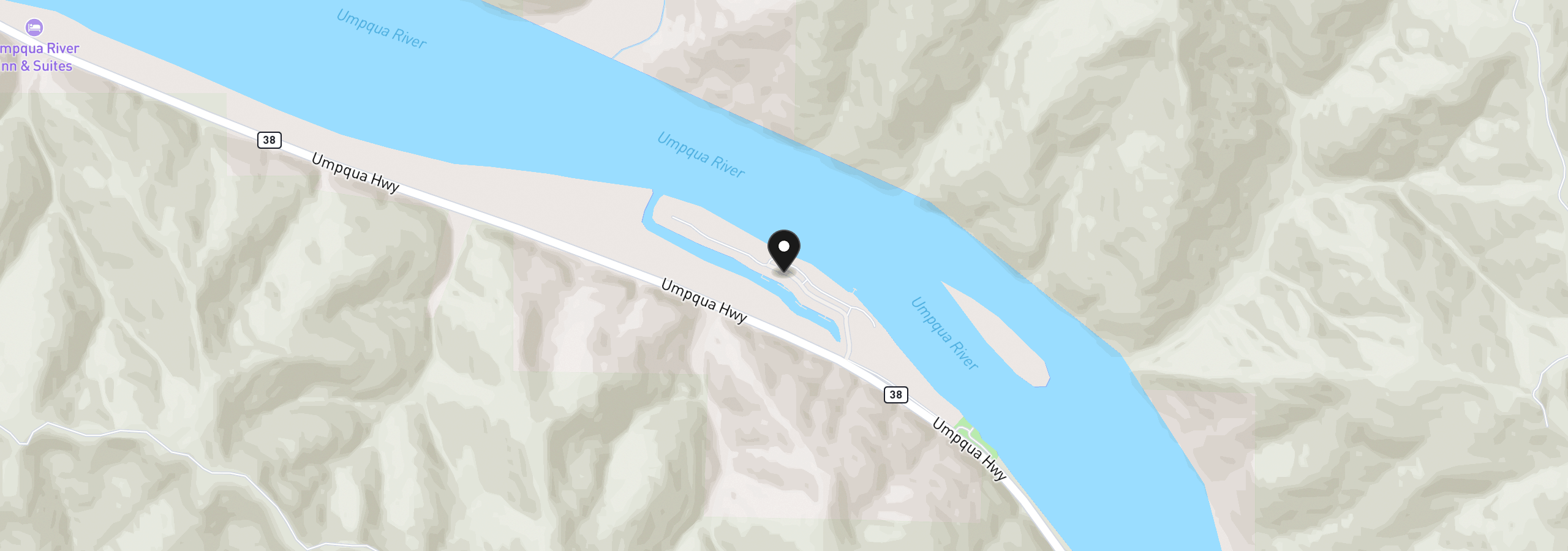 Map showing the location of 43605 State Highway 38 17, Reedsport, OR 97467
