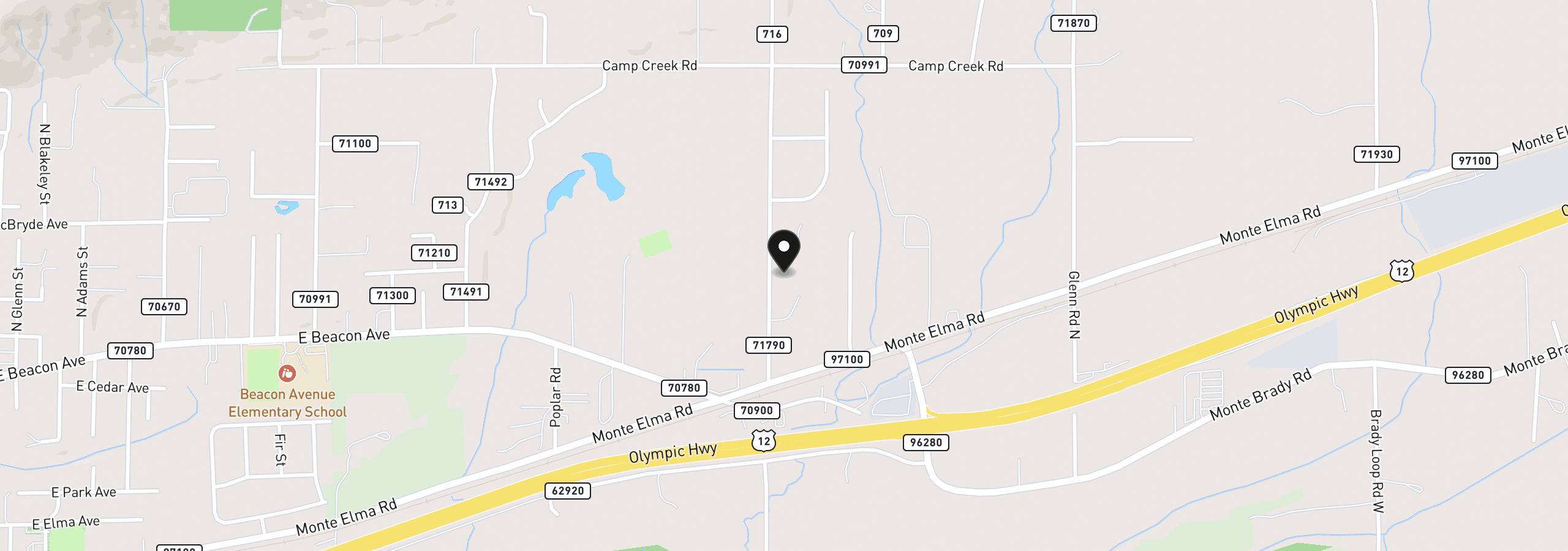 Map showing the location of 28 Roup Rd, Montesano, Wa 98563
