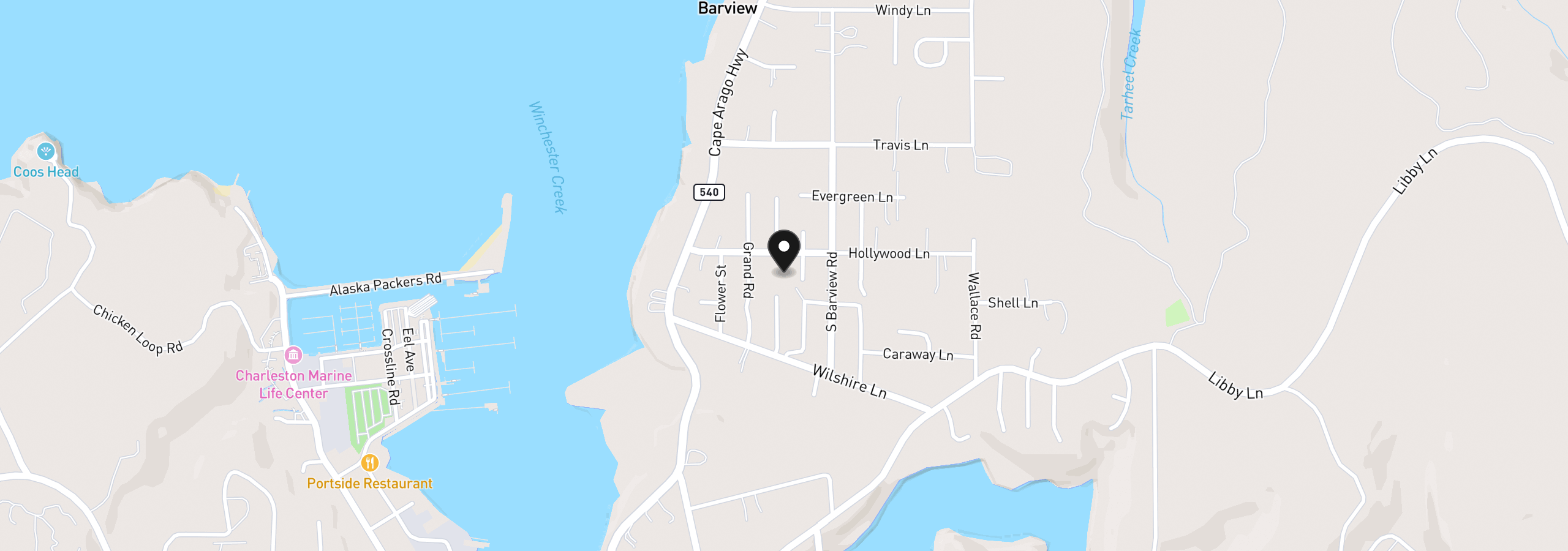 Map showing the location of 63579 S Olive Rd, Coos Bay, OR 97420