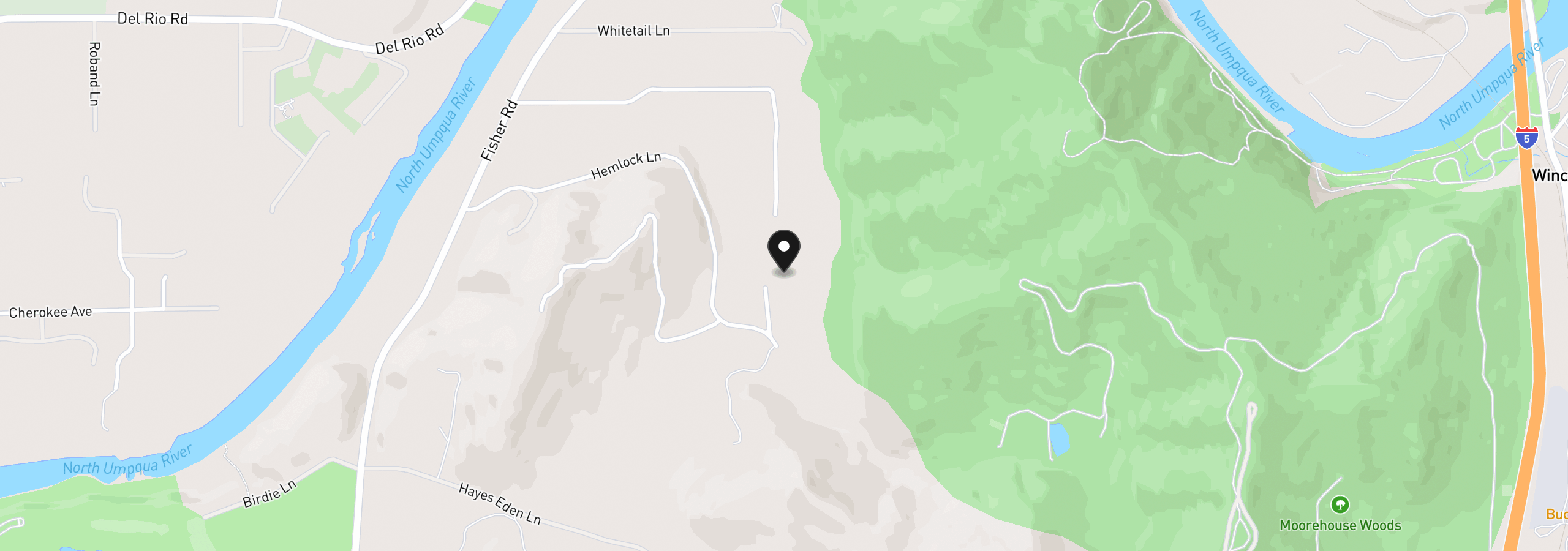 Map showing the location of 175 Echo Canyon Ln, Roseburg, OR 97471