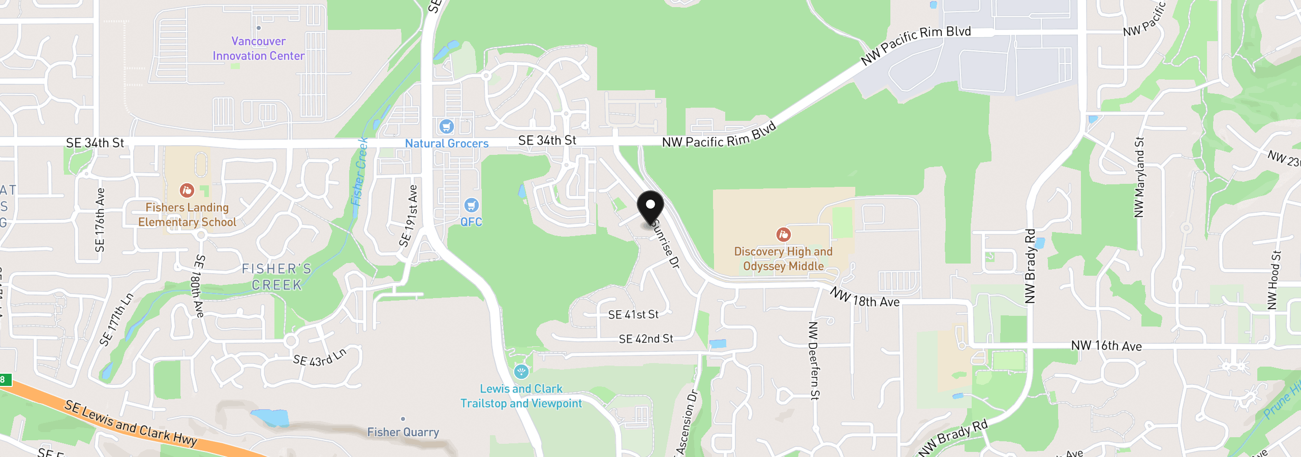 Map showing the location of 3716 SE Sunrise Dr, Camas, Wa 98607