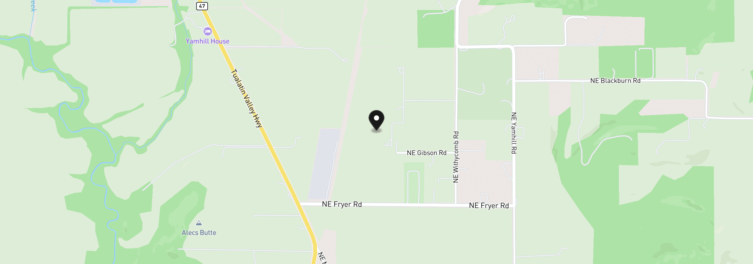 Map showing the location of 6550 NE Memory Ln, Yamhill, OR 97148