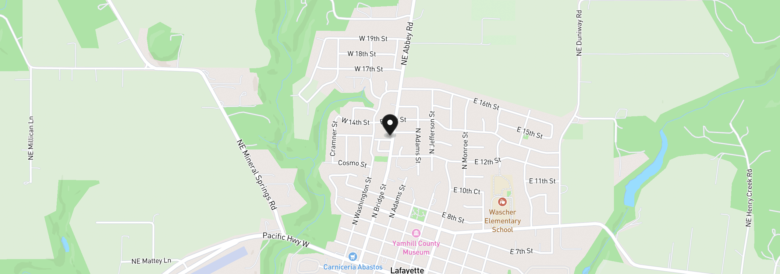 Map showing the location of 1202 Bridge Loop, Lafayette, OR 97127
