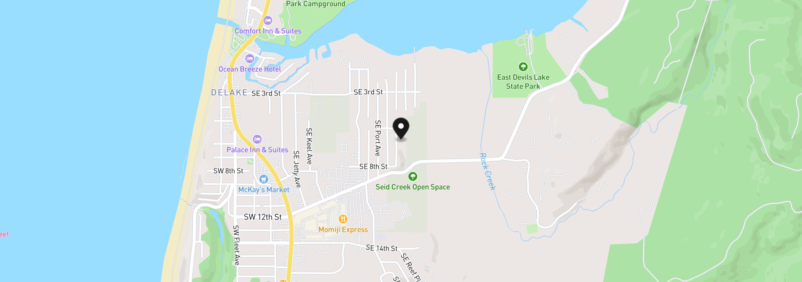 Map showing the location of 550 SE Reef Ave SE 20000, Lincoln City, OR 97367