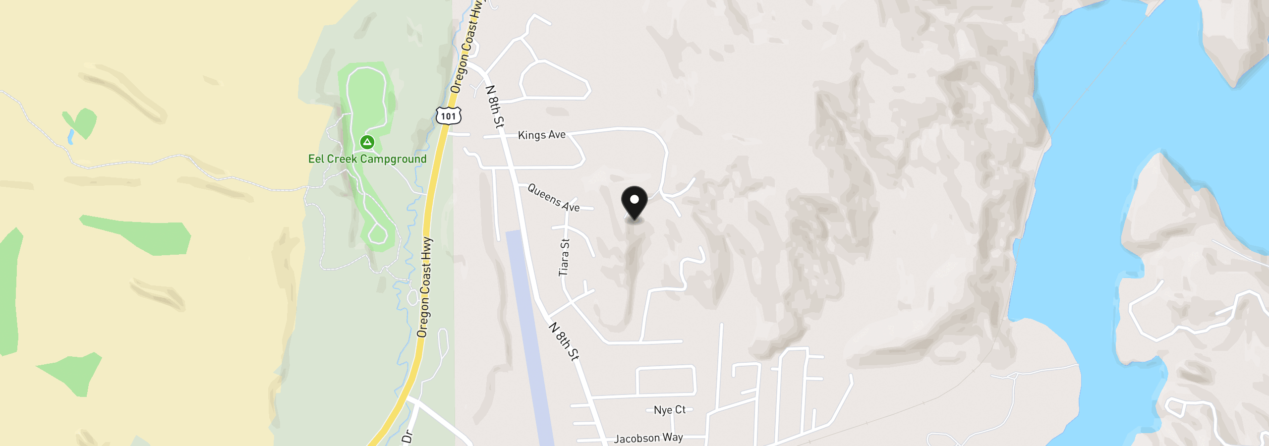 Map showing the location of 720 Kings Ave, Lakeside, OR 97449