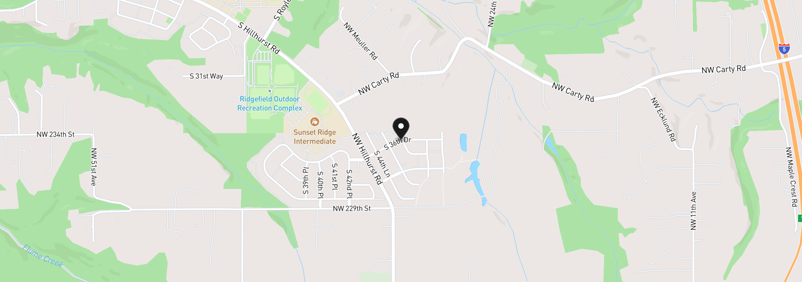 Map showing the location of 4618 S 36th Dr, Ridgefield, Wa 98642