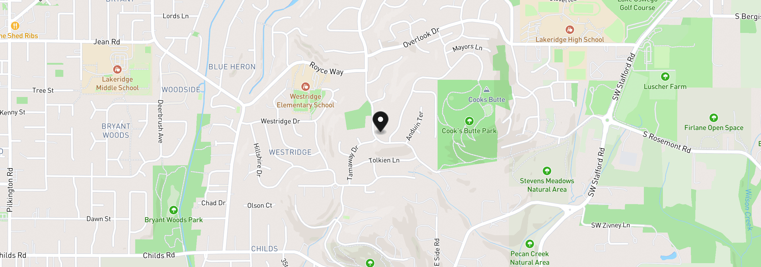 Map showing the location of 0 Westview Rd, Lake Oswego, OR 97034