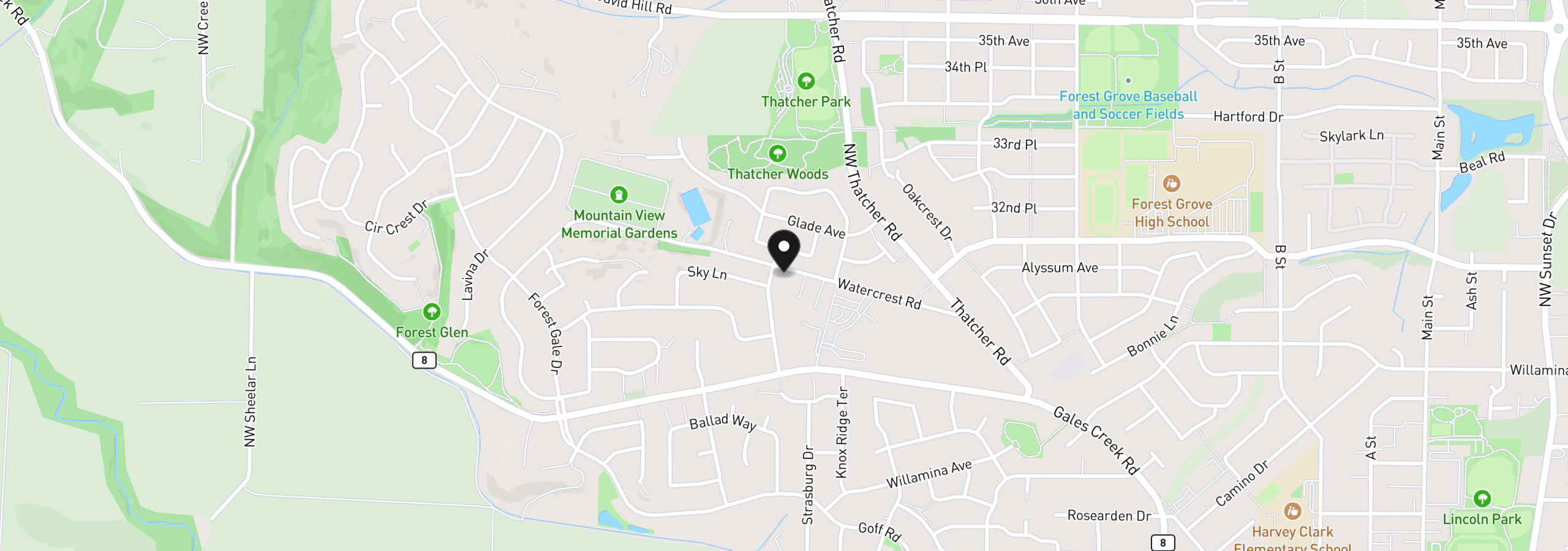 Map showing the location of 3151 Vista Dr, Forest Grove, OR 97116