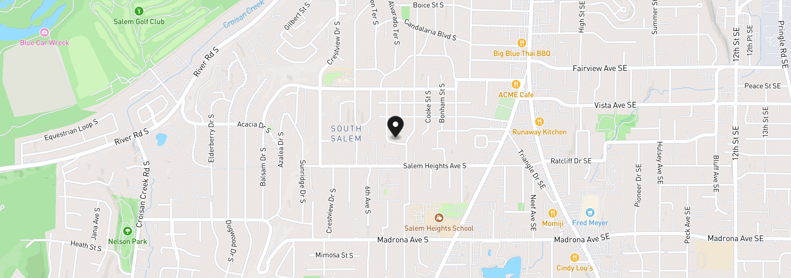 Map showing the location of 3302 Felton St S, Salem, OR 97302