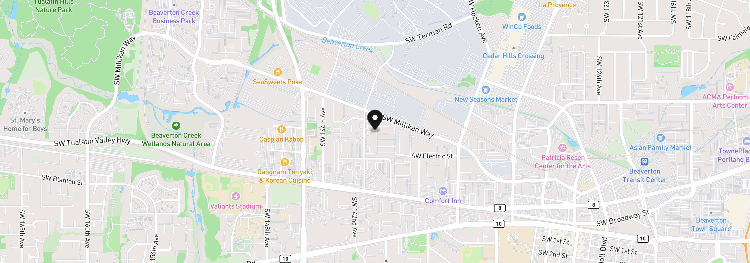 Map showing the location of 13820 SW Electric St 20w, Beaverton, OR 97005