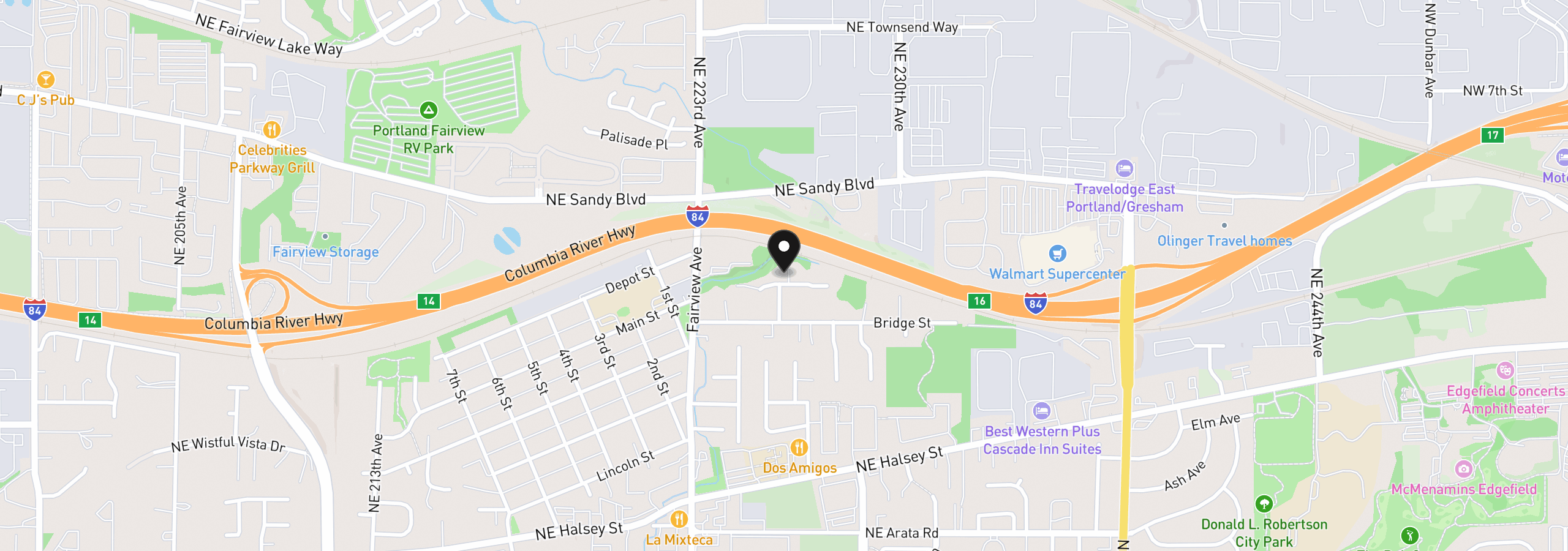 Map showing the location of 189 Crestwood St, Fairview, OR 97024