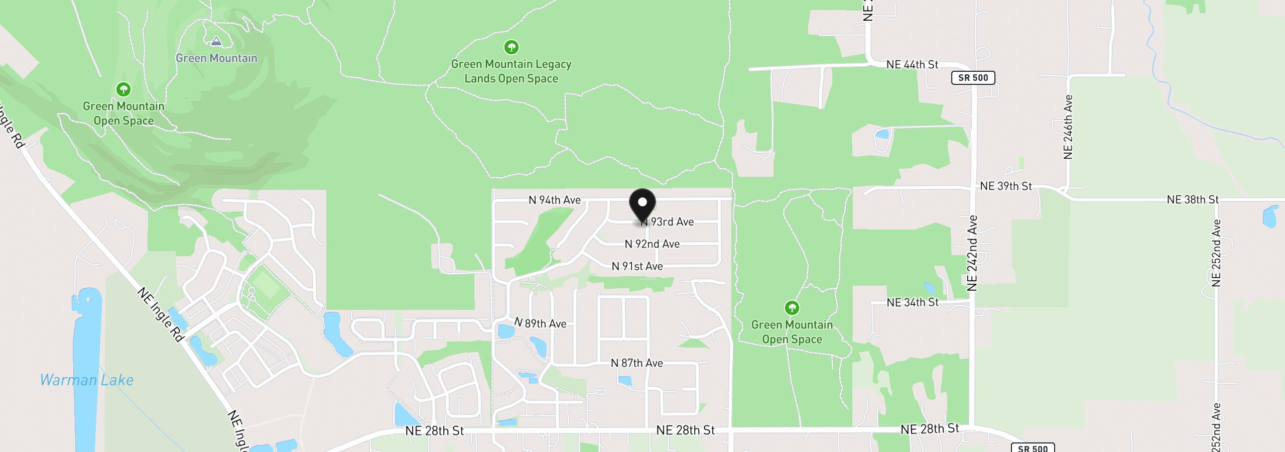 Map showing the location of 5496 N 93rd Ave Lt 200, Camas, Wa 98607